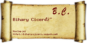 Bihary Ciceró névjegykártya